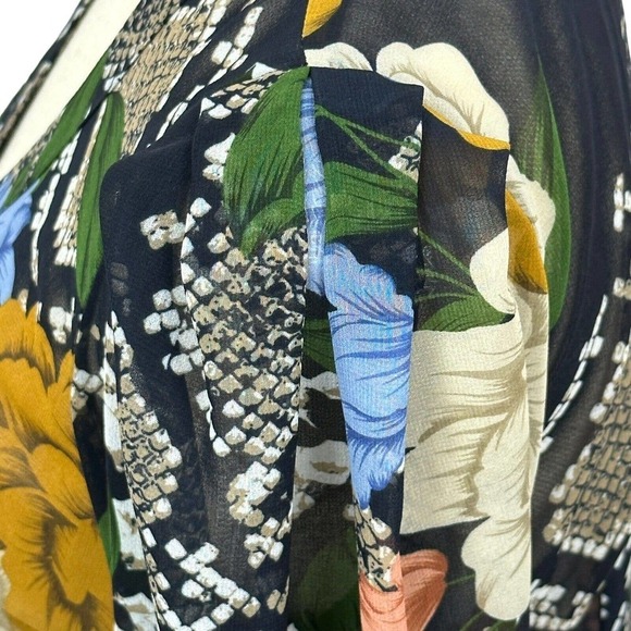Cabi Snakeskin Floral Sheer Blouse Snake Charmer Colorful 3762 Womens Size XS - Picture 9 of 12